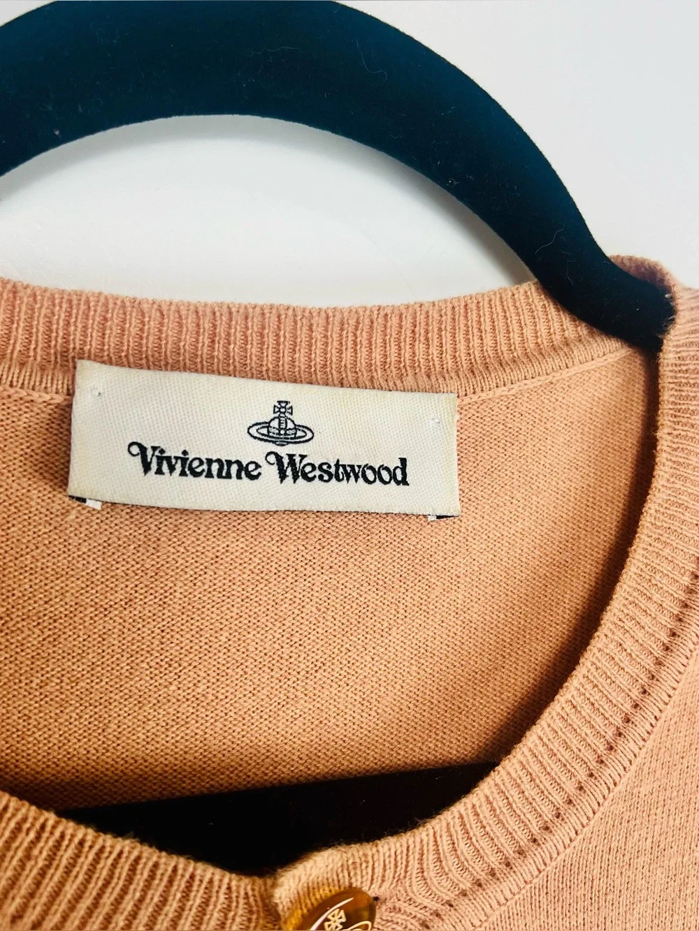 Vivienne Westwood Bea Cardigan Orb Logo Cotton Cashmere Full Length Small Beige - Picture 4 of 12